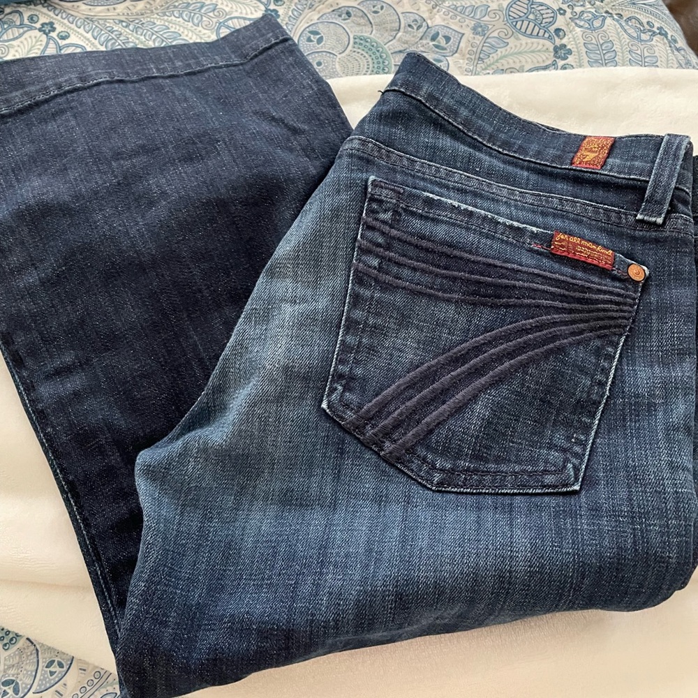 Denim wide leg capri pants 7 For All mankind